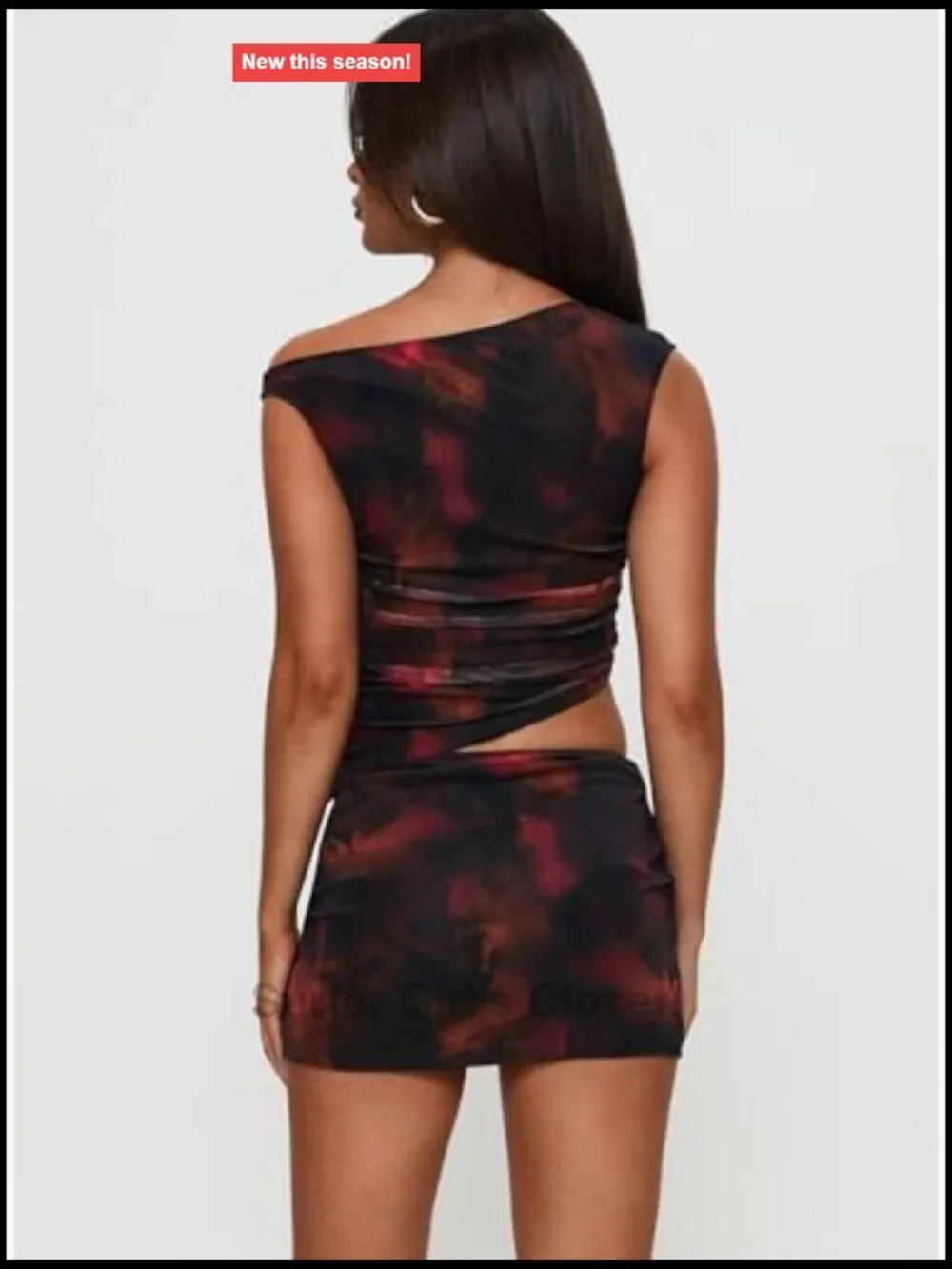 Matching Skirt Set with Good Stretch Fully Lined One Shoulder